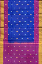 Handwoven Uppada pure silk saree in violet with gold & silver motifs