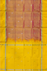 Handwoven Uppada pure silk saree in double shaded mustard pink with gold & silver motifs