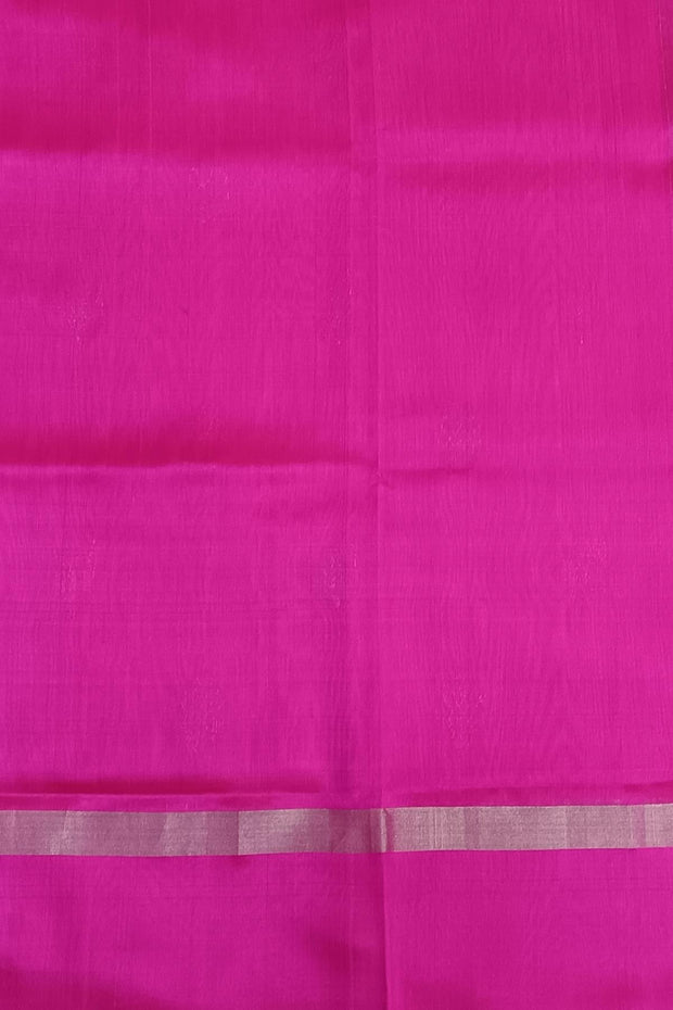 Handwoven Uppada pure silk saree in double shaded pink with gold & silver motifs