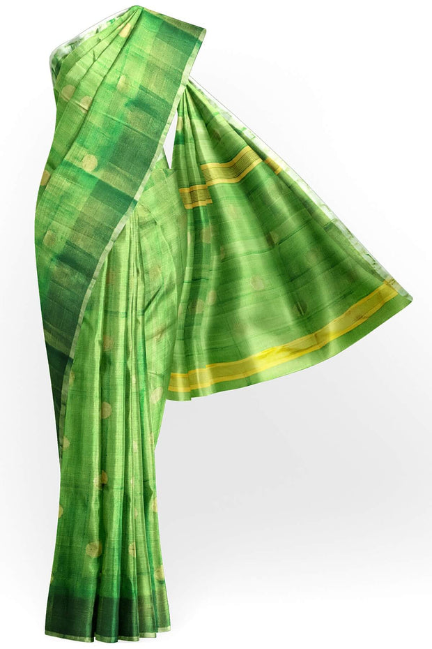 Handwoven Uppada pure silk saree in mint green 