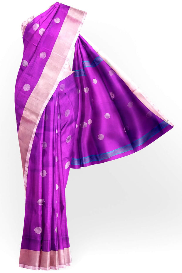 Handwoven Uppada pure silk saree in purple 