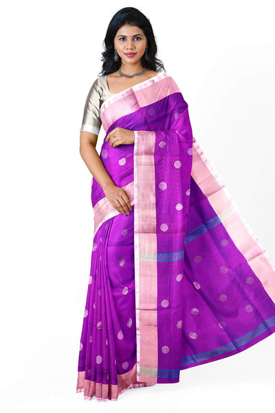 Handwoven Uppada pure silk saree in purple 