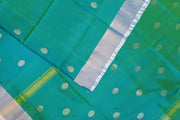 Handwoven Uppada pure silk saree in teal green 