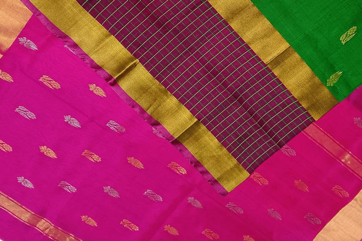Handwoven  Uppada pure silk saree in green