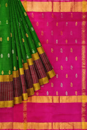 Handwoven  Uppada pure silk saree in green