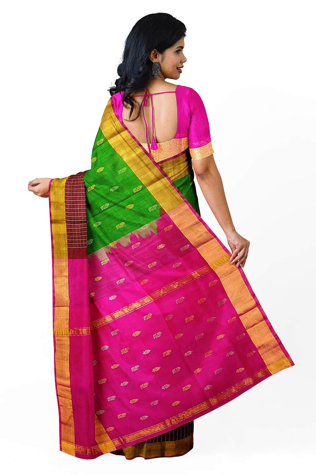 Handwoven  Uppada pure silk saree in green