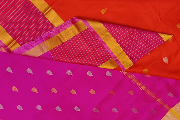 Handwoven  Uppada pure silk saree in orange
