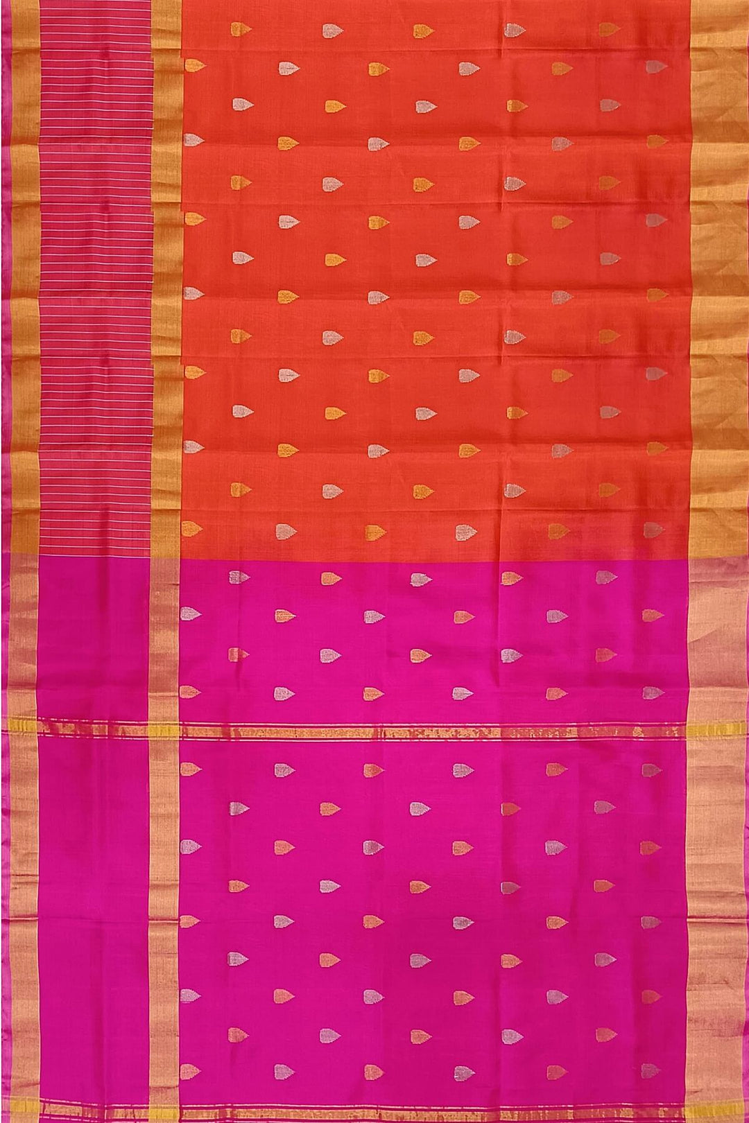 Handwoven  Uppada pure silk saree in orange