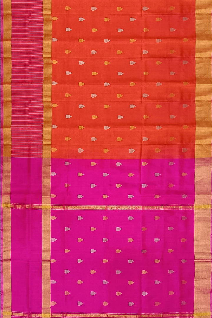 Handwoven  Uppada pure silk saree in orange