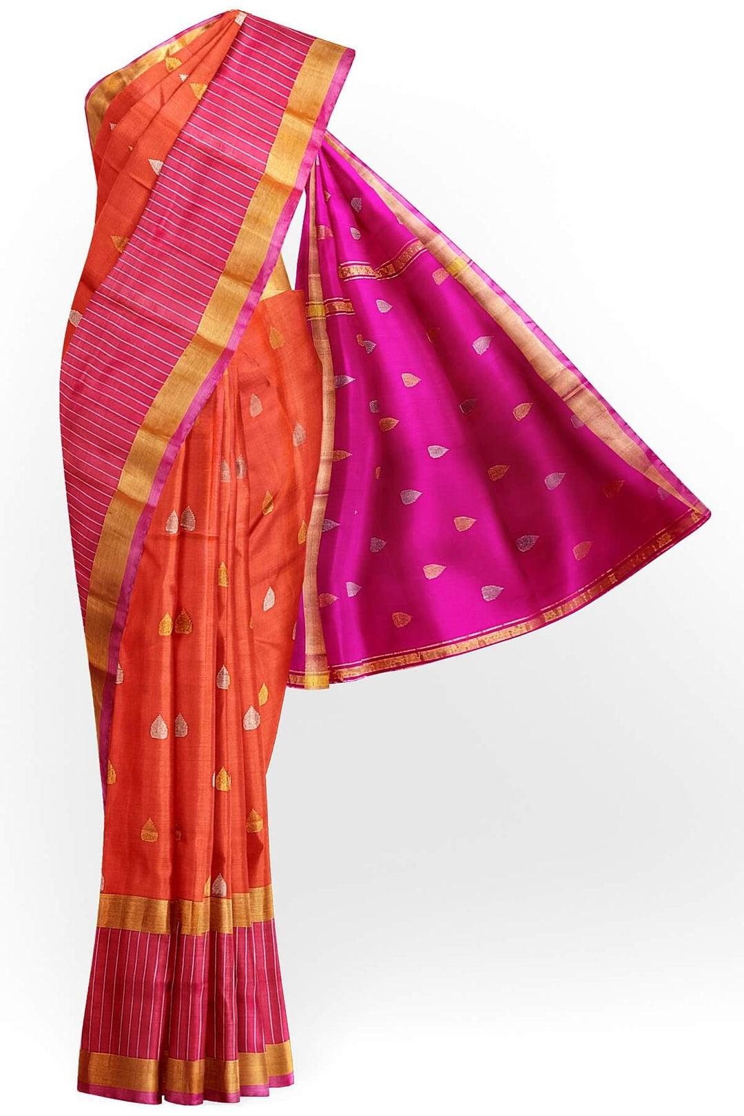 Handwoven  Uppada pure silk saree in orange