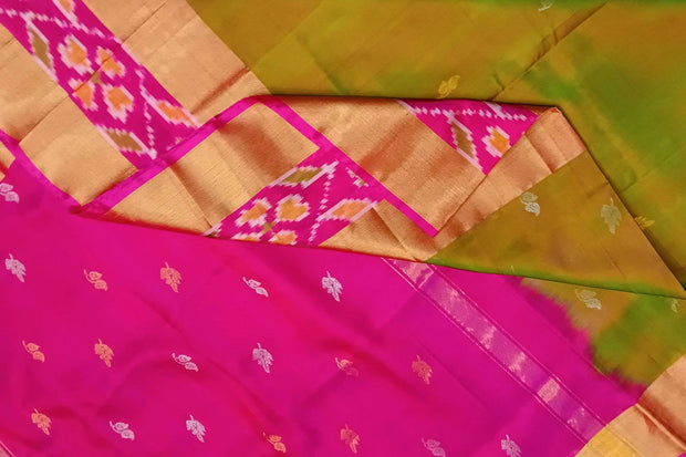 Handwoven Uppada pure silk saree in honey colour  with  ikat border