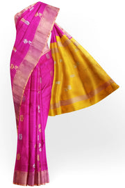 Handoven Uppada pure silk saree in pink in checks