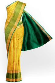 Handloom Uppada pure silk saree in  checks in yellow