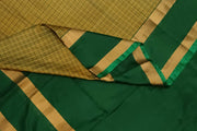 Handloom Uppada pure silk saree in  checks in  greenish yellow