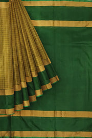 Handloom Uppada pure silk saree in  checks in  greenish yellow