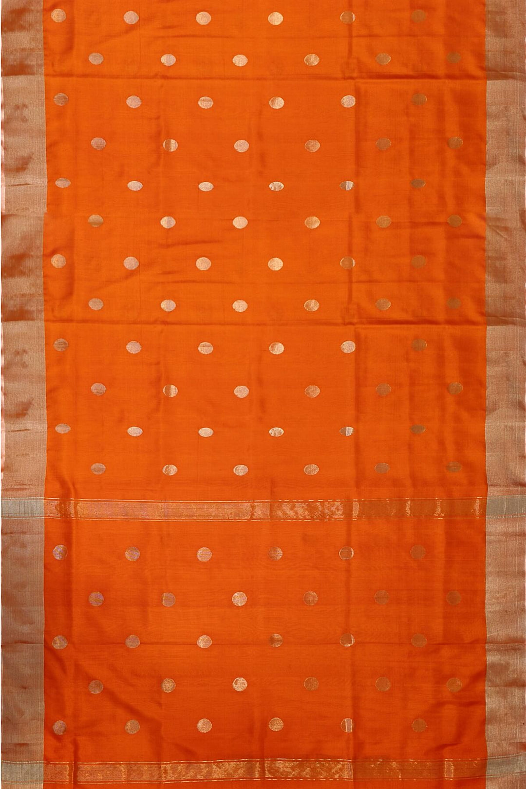 Handwoven Uppada pure silk saree in orange  with round motifs