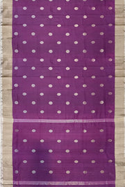 Handwoven Uppada pure silk saree in wine  with round motifs