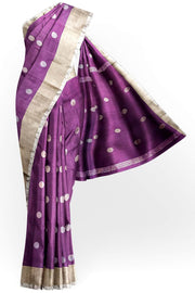 Handwoven Uppada pure silk saree in wine  with round motifs
