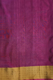 Handwoven Uppada pure silk saree in mehndi green  with gold & silver motifs