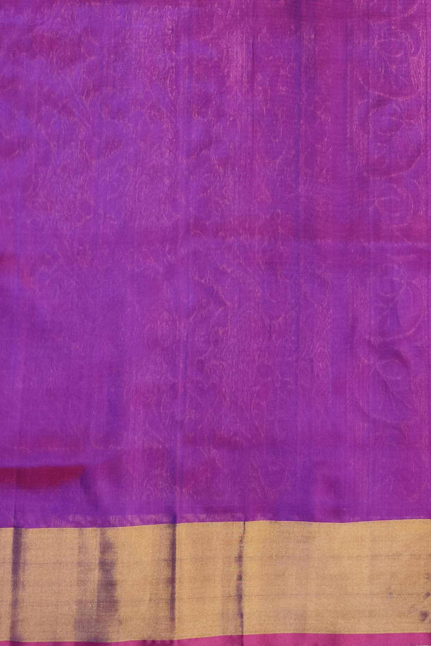 Handwoven Uppada pure silk saree in  blue  with gold & silver motifs