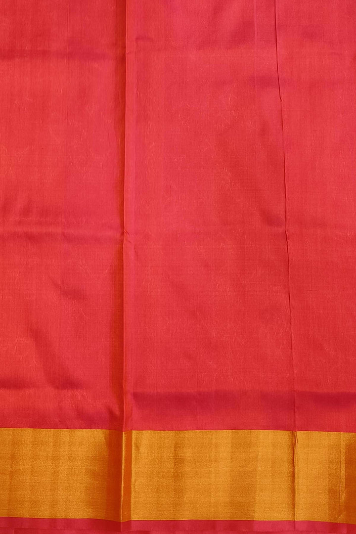 Handwoven Uppada pure silk saree in orange  with gold & silver motifs