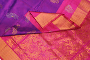 Handwoven Uppada pure silk saree in purple  with gold & silver motifs
