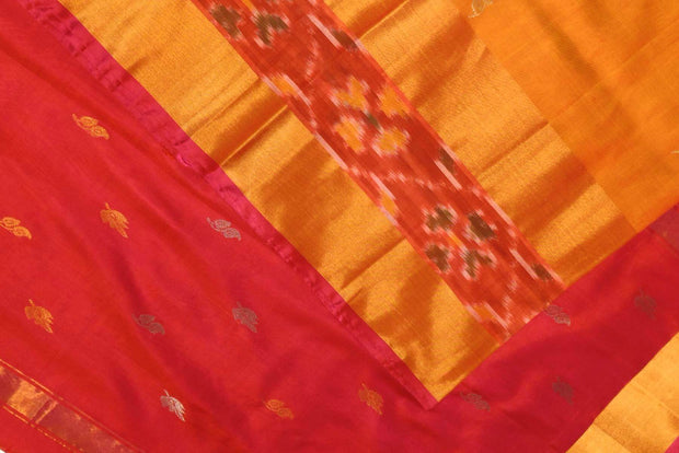 Handwoven Uppada pure silk saree in mustard with Pochampally border