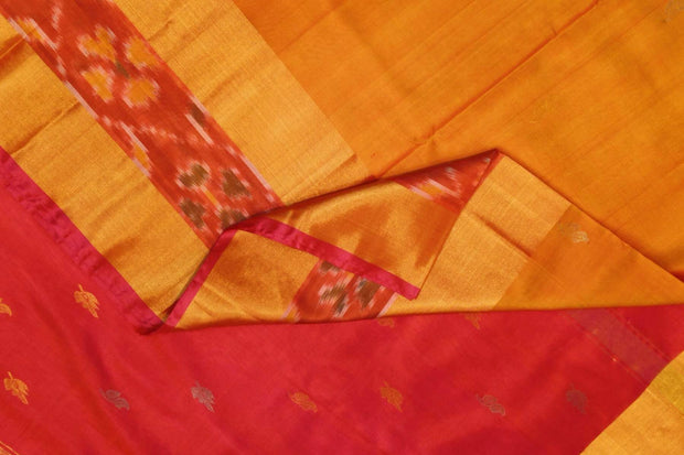 Handwoven Uppada pure silk saree in mustard with Pochampally border