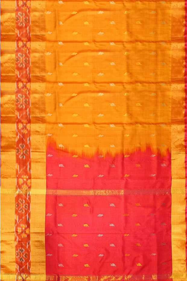 Handwoven Uppada pure silk saree in mustard with Pochampally border