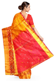 Handwoven Uppada pure silk saree in mustard with Pochampally border