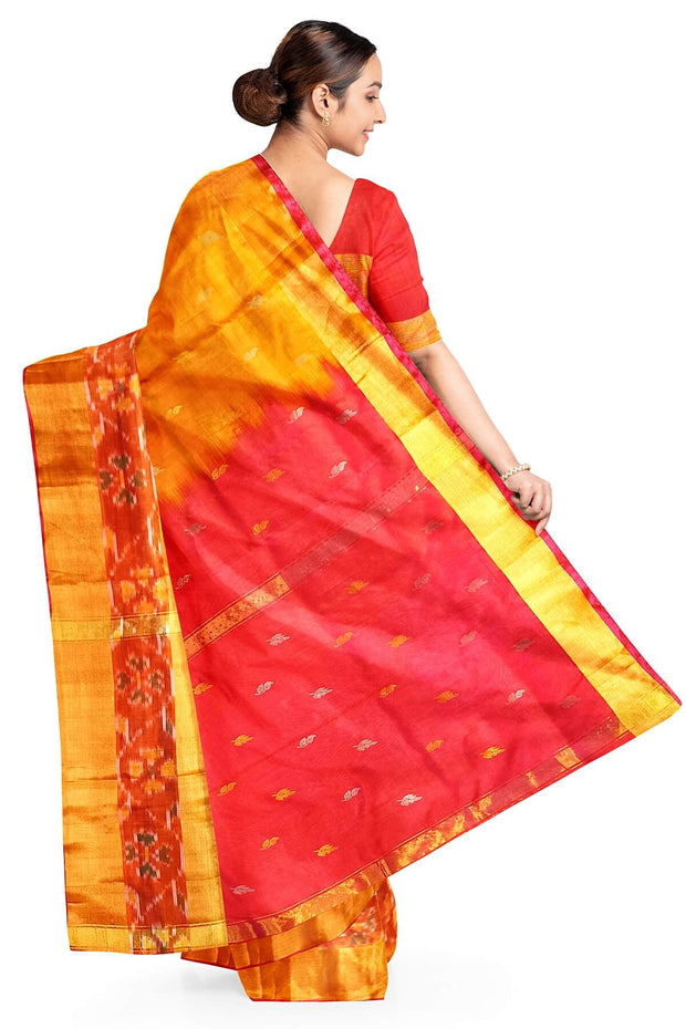 Handwoven Uppada pure silk saree in mustard with Pochampally border