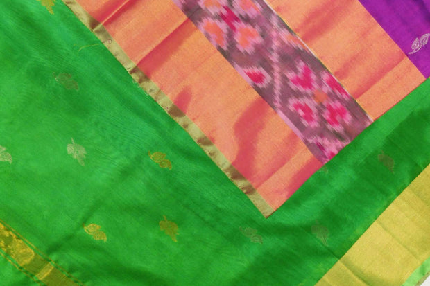 Handwoven Uppada pure silk saree in purple with Pochampally border
