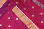 Handwoven Uppada pure silk saree in magenta with round motifs