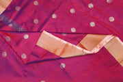 Handwoven Uppada pure silk saree in magenta with round motifs