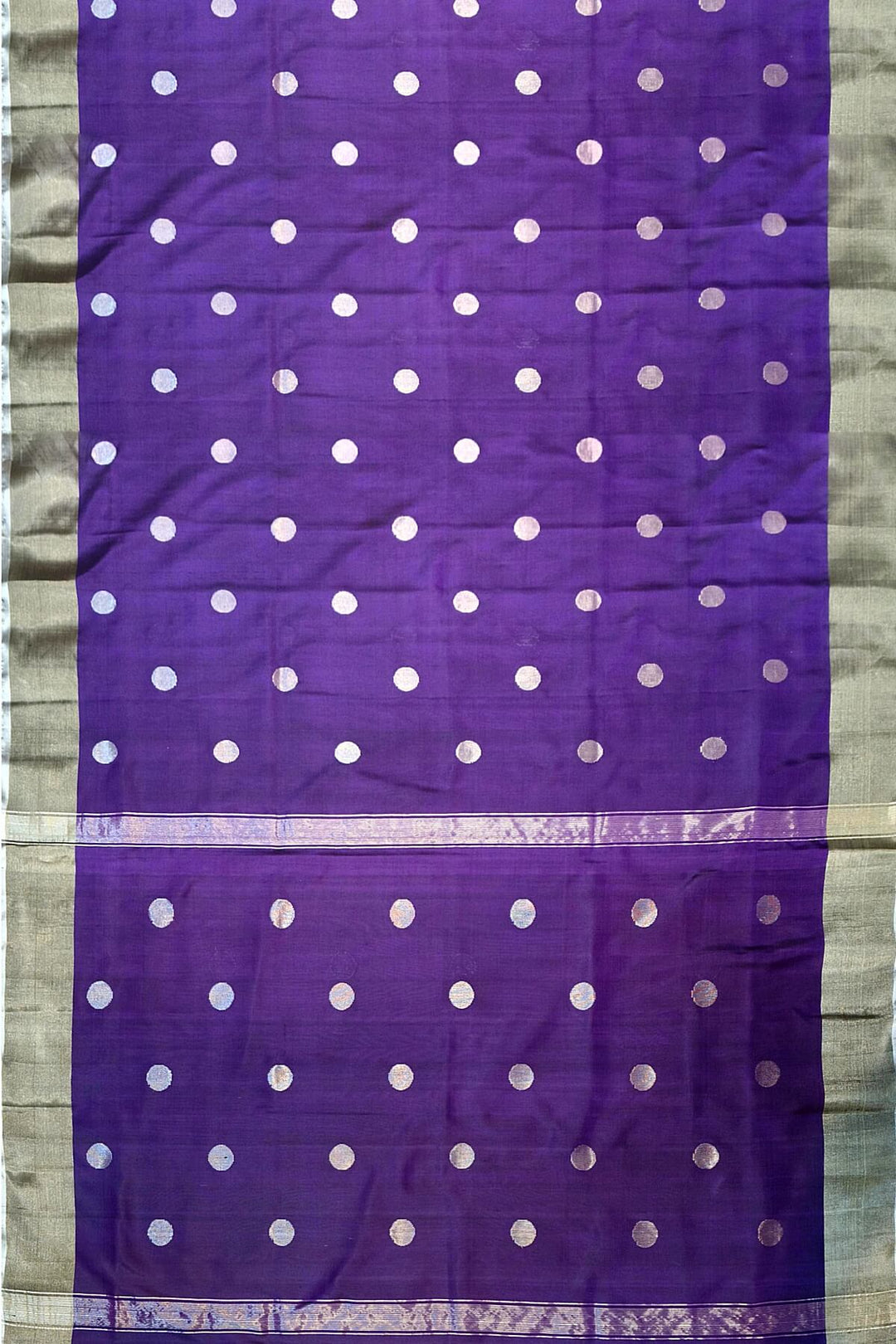Handwoven Uppada pure silk saree in blue berry with round motifs