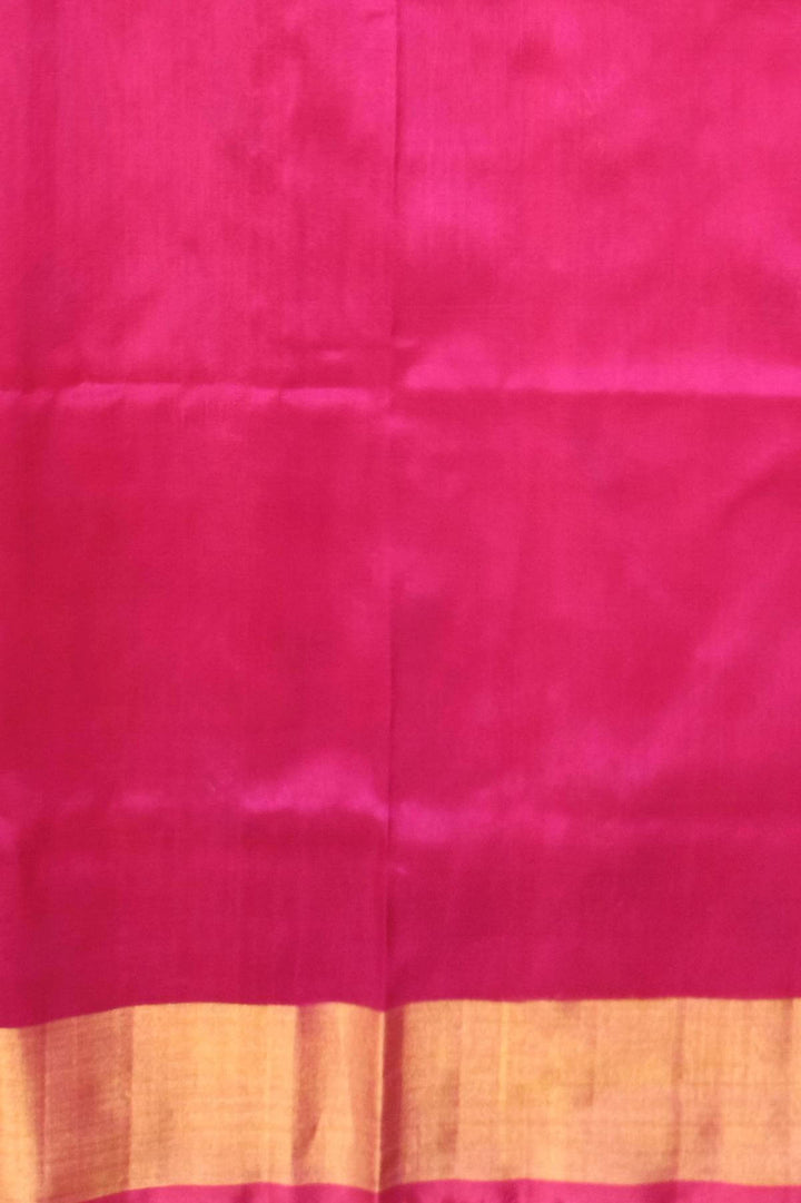 Handwoven Uppada pure silk saree in  orange with gold & silver motifs