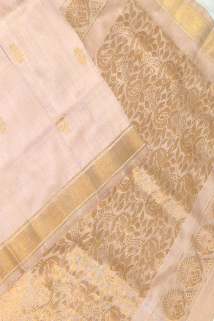 Handloom Uppada pure silk saree in sandalwood with rich pallu and a  small border