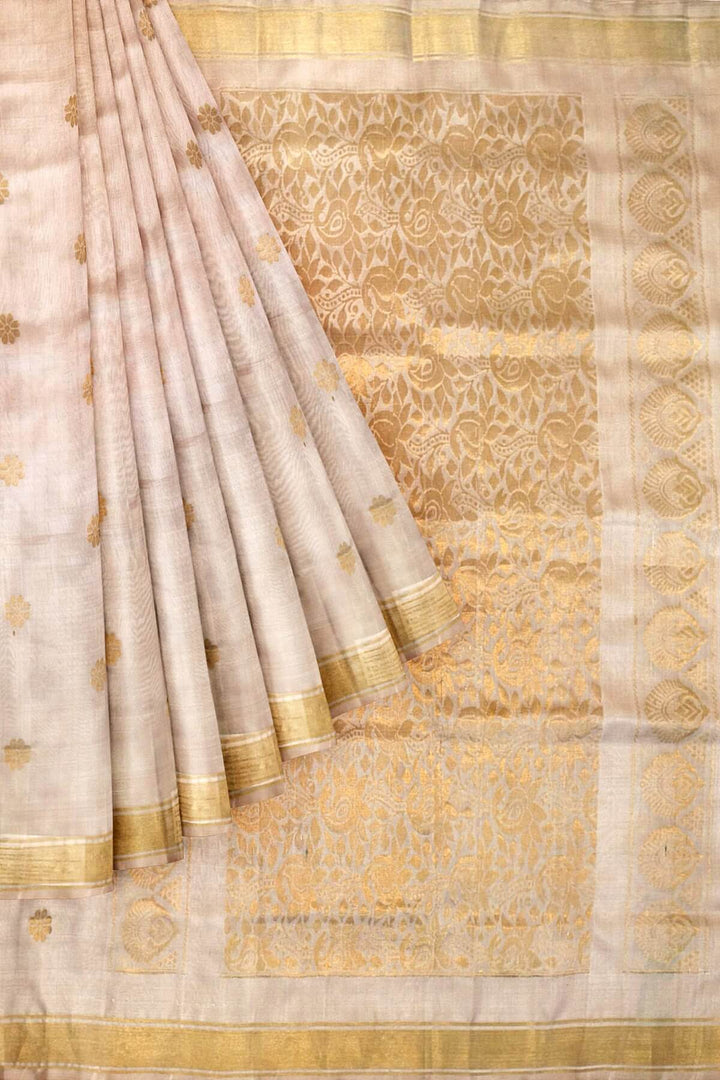 Handloom Uppada pure silk saree in sandalwood with rich pallu and a  small border