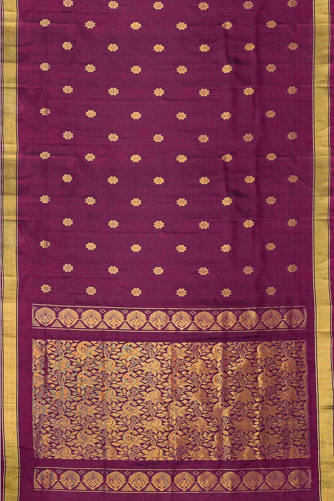 Handloom Uppada pure silk saree in wine with rich pallu and a  small border
