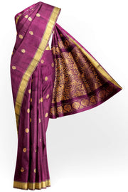 Handloom Uppada pure silk saree in wine with rich pallu and a  small border