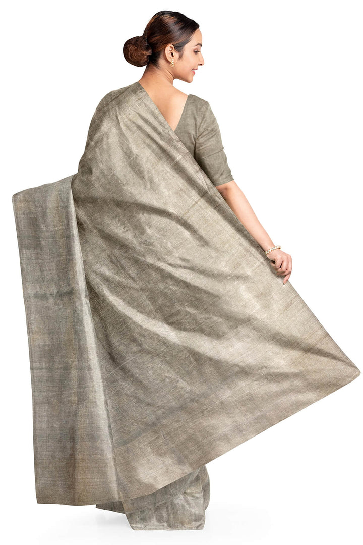 Handloom Uppada silk tissue saree in silver