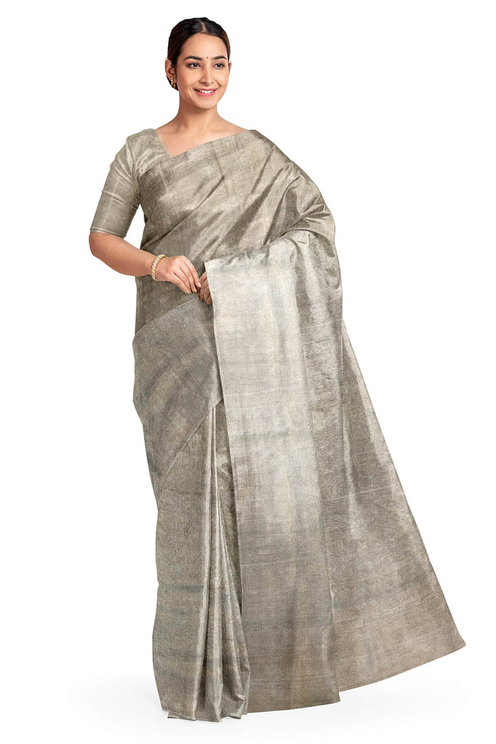 Handloom Uppada silk tissue saree in silver