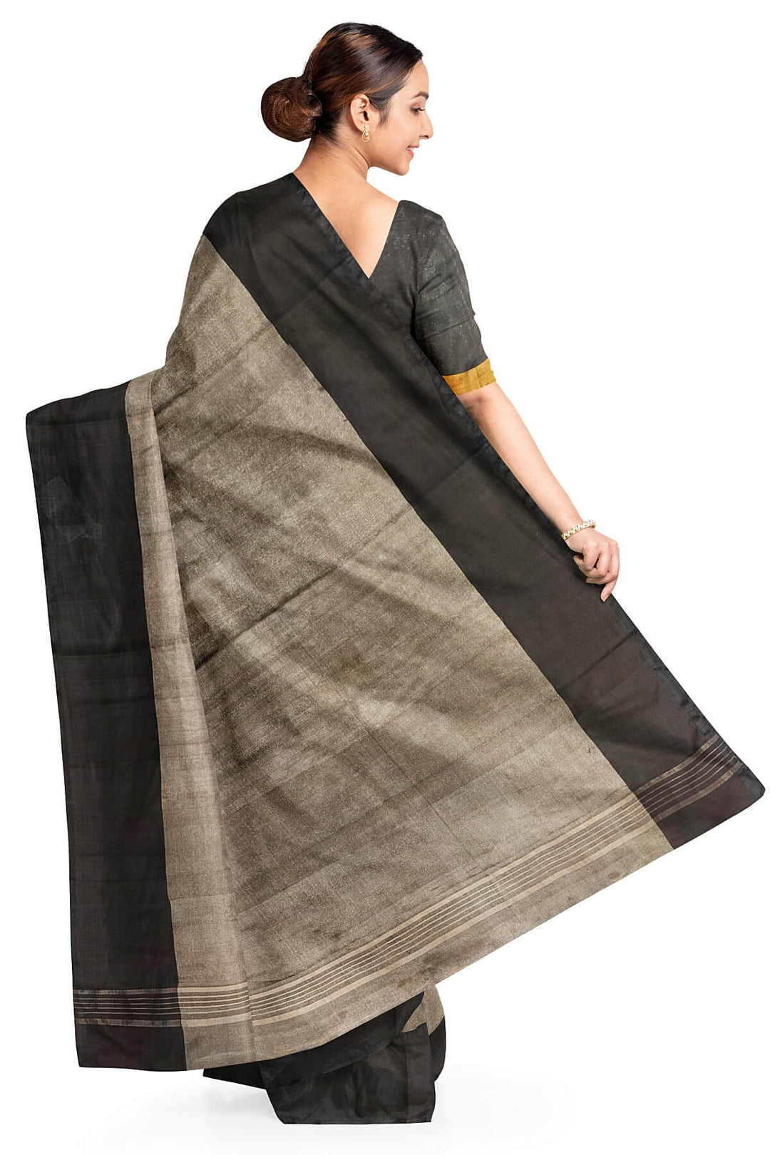 Handloom Uppada silk tissue saree in black