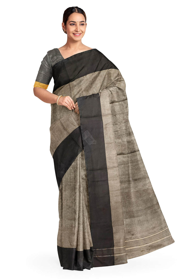 Handloom Uppada silk tissue saree in black