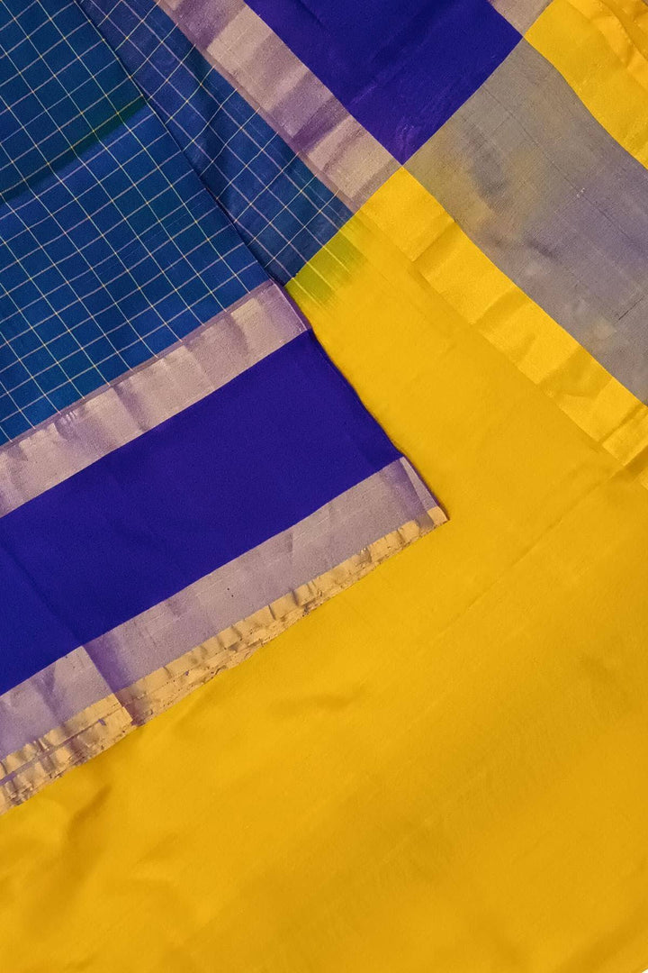 Uppada pure silk saree in  checks in blue