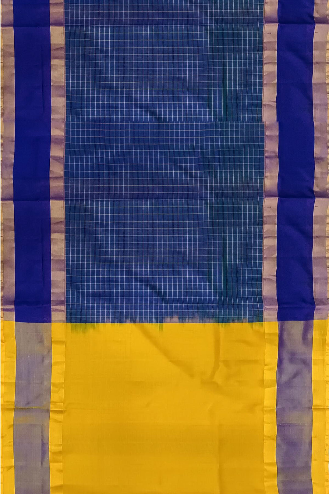 Uppada pure silk saree in  checks in blue