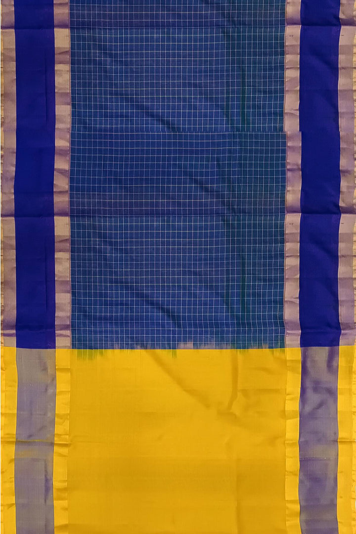 Uppada pure silk saree in  checks in blue