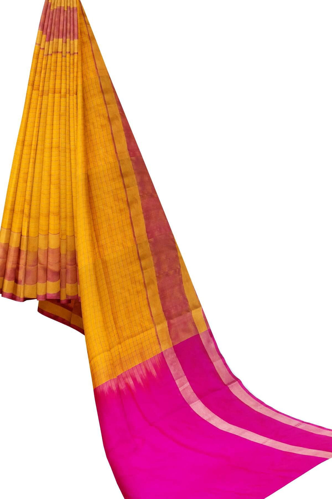 Uppada pure silk saree in  checks in yellow