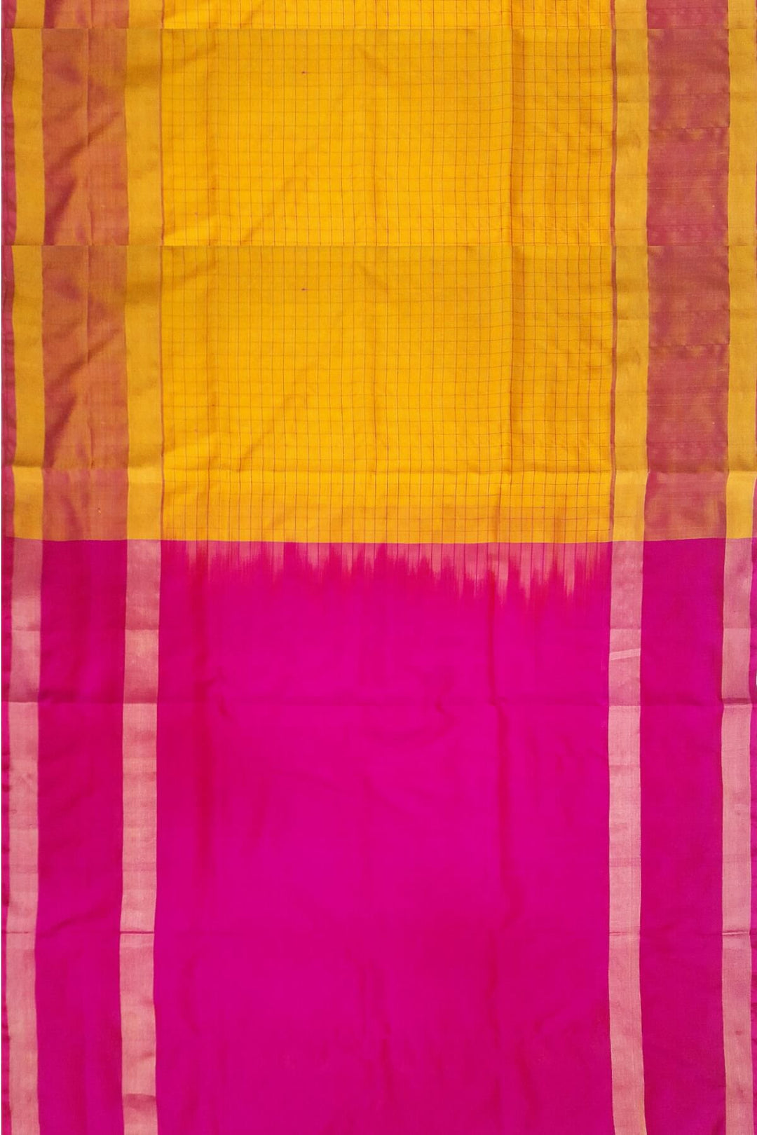 Uppada pure silk saree in  checks in yellow