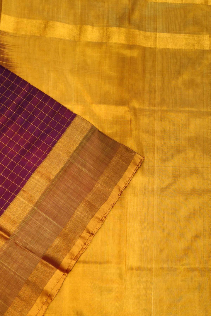 Uppada pure silk saree in checks in magenta